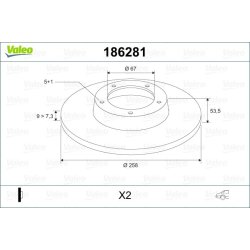 Disque de frein VALEO 186281 pour MERCEDES CLASSE C OE 2024230012 VALEO