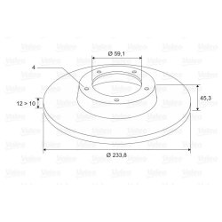 Disque de frein VALEO 186300 pour NISSAN MICRA OE 40206-5F001