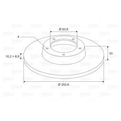 Brake Disc VALEO 186425 OE Ref 81271206225
