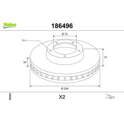 Disque de frein VALEO 186496 pour HOLDEN, VAUXHALL, SAAB OE 569047 VALEO