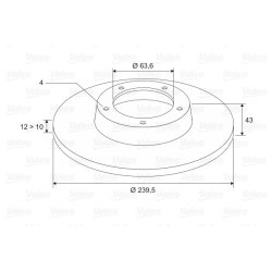 Brake Disc VALEO 186529 OE Ref 1013581