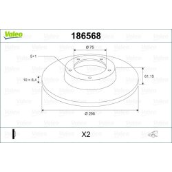 Disque de frein VALEO 186568 pour BMW Série 5, référence d'origine 1163669 VALEO