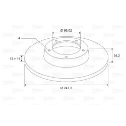 Disque de frein VALEO 186598 pour CITROËN, PEUGEOT OE 4246-R9