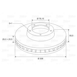 Brake Disc VALEO 186756 OE Ref 7E0615301D