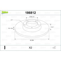 Disque de frein VALEO 186812 pour MINI MINI OE 1503070 VALEO