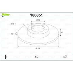 Disque de frein VALEO 186851 pour MAZDA OE G15Y-26-251A VALEO