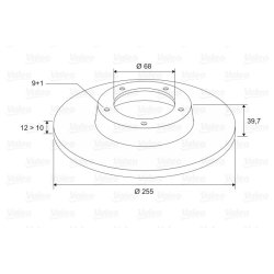 Disque de frein VALEO 186856 pour AUDI, SEAT, VW OE 8E0615601D