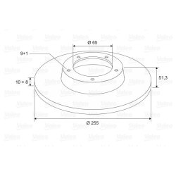 Disque de frein VALEO 186857 pour AUDI, SEAT, SKODA, VW OE 1K0615601AB