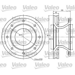 Disque de frein VALEO 187008 pour IVECO EUROCARGO OE 1907568