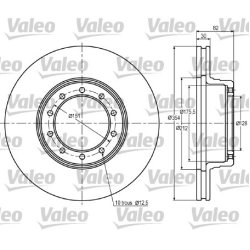 Disque de frein VALEO 187020 pour RENAULT TRUCKS MIDLINER OE 5000450158