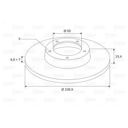 Disque de frein VALEO 197011 pour AUDI, SKODA, VW OE 1J0615601D
