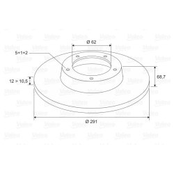 Disque de frein VALEO 197018 pour TOYOTA ALPHARD, AVENSIS, PREVIA