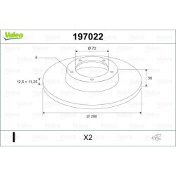Disque de frein VALEO 197022 pour CHRYSLER, DODGE, JEEP OE 4721023 VALEO