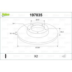 Disque de frein VALEO 197035 pour MERCEDES CLS, CLASSE E, VITO OE 0004231012 VALEO