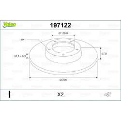 Disque de frein VALEO 197122 pour DAEWOO, GM KOREA, SSANGYONG OE 41441-34000 VALEO