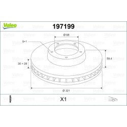 Disque de frein VALEO 197199 pour AUDI A6, A8, A6L OE 4E0615301AD VALEO