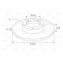 Brake Disc VALEO 197308 OE Ref 7701207823