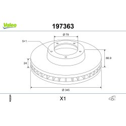 Disque de frein VALEO 197363 pour BMW Série 7, référence d'origine 1166129 VALEO