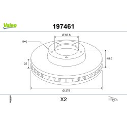 Disque de frein VALEO 197461 pour FORD C-MAX, FOCUS, GRAND OE 1686723 VALEO