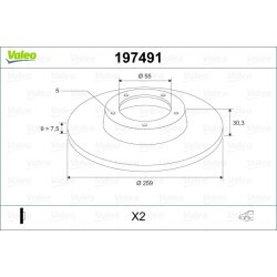 Disque de frein VALEO 197491 pour LEXUS, SUBARU, TOYOTA OE 4243102260 VALEO