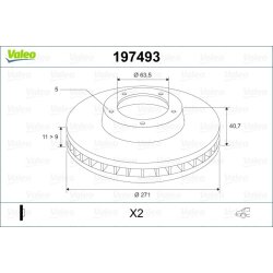 Disque de frein VALEO 197493 pour FORD FOCUS OE 1704765 VALEO