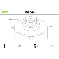 Disque de frein VALEO 197544 pour AUDI, CUPRA, SEAT, SKODA, VW VALEO