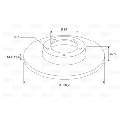 Disque de frein VALEO 197545 pour MERCEDES CLASSE M, CLASSE R OE 1644230512