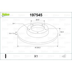 Disque de frein VALEO 197545 pour MERCEDES CLASSE M, CLASSE R OE 1644230512 VALEO