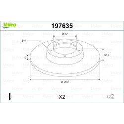 Disque de frein VALEO 197635 pour MERCEDES CLASSE E OE 2104230512 VALEO
