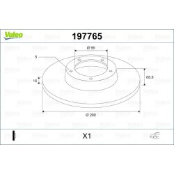 Disque de frein VALEO 197765 pour FORD TRANSIT OE 1451161 VALEO