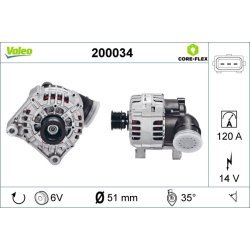 Alternateur VALEO 200034 pour BMW OE 1432979 VALEO