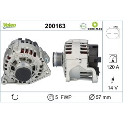 Alternateur VALEO 200163 pour AUDI, SKODA, VW OE 06B903016B VALEO