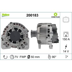 Alternateur VALEO 200183 pour NISSAN, VAUXHALL, RENAULT, OE 23100-00Q0J VALEO