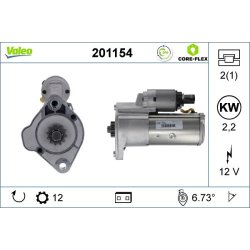 Démarreur VALEO 201154 pour MERCEDES, VW OE 2H0911023