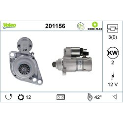 Démarreur VALEO 201156 pour AUDI, SEAT, SKODA, VW OE 02Z911023M