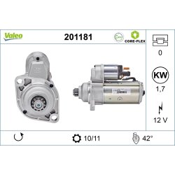 Démarreur VALEO 201181 pour AUDI, SEAT, SKODA, VW OE 02A911023B