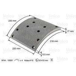 Kit de garnitures de freins à tambour VALEO 219800 OE 81.50221.0669