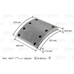 Kit de garnitures de freins à tambour VALEO 219802 OE 1057006600