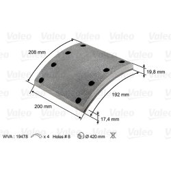 Kit de garnitures de freins à tambour VALEO 219802 OE 1057006600 VALEO