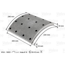 Kit de garnitures de freins à tambour VALEO 219933 pour SCANIA OE 1535250