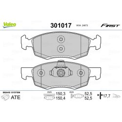 Jeu de plaquettes de frein VALEO 301017 pour DACIA, RENAULT, référence d'origine 6001549803 VALEO
