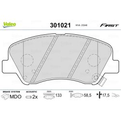 Jeu de plaquettes de frein VALEO 301021 pour HYUNDAI, KIA OE 58101-1RA05 VALEO
