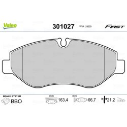 Jeu de plaquettes de frein VALEO 301027 pour IVECO DAILY OE 42555881 VALEO