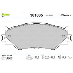 Jeu de plaquettes de frein VALEO 301035 pour LEXUS IS OE 04465-53020 VALEO