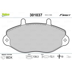 Jeu de plaquettes de frein VALEO 301037 pour FORD FIESTA, TRANSIT OE 1074972 VALEO