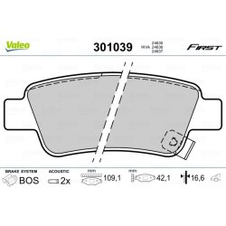 Jeu de plaquettes de frein VALEO 301039 pour HONDA CR-V OE 43022-SWW-G01 VALEO