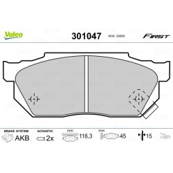 Jeu de plaquettes de frein VALEO 301047 pour HONDA OE 45022-SA5-000 VALEO