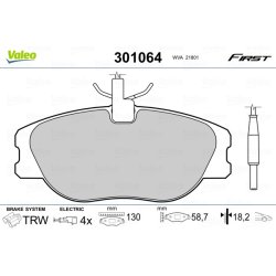Jeu de plaquettes de frein VALEO 301064 pour CITROEN, FIAT, LANCIA, PEUGEOT VALEO