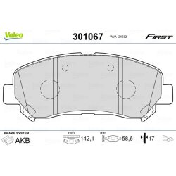 Brake Pad Set VALEO 301067 OE Ref 30661949