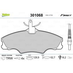 Jeu de plaquettes de frein VALEO 301068 pour PEUGEOT 406 OE 4251-31 VALEO